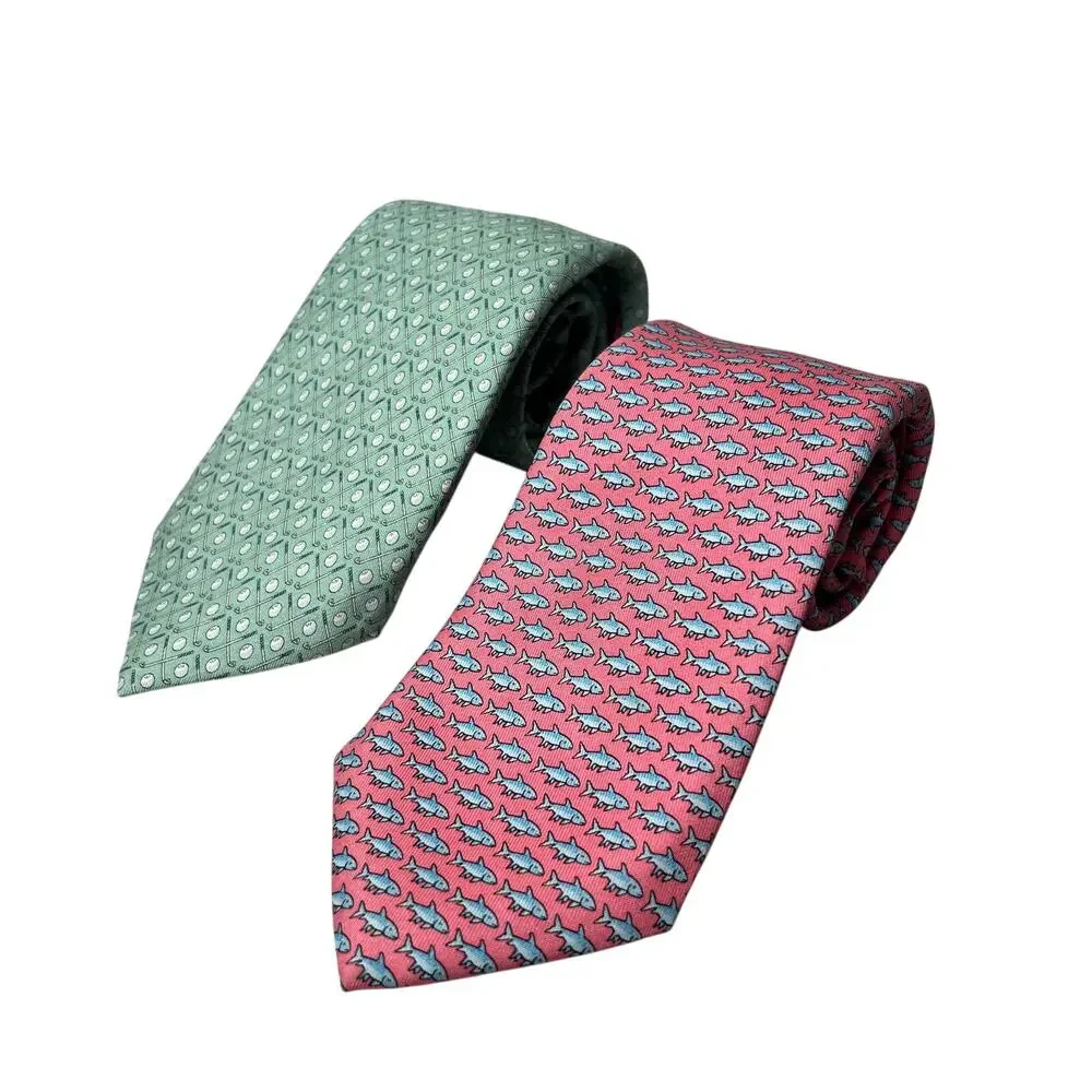 Vineyard Vines Silk Ties Golf/Fish Bundle of 2